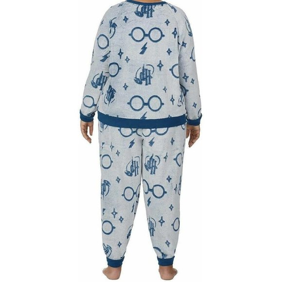 Harry Potter Wizard World 2 Piece Fleece Jogger Lounge Set  Size XS White/Blue - Picture 5 of 5
